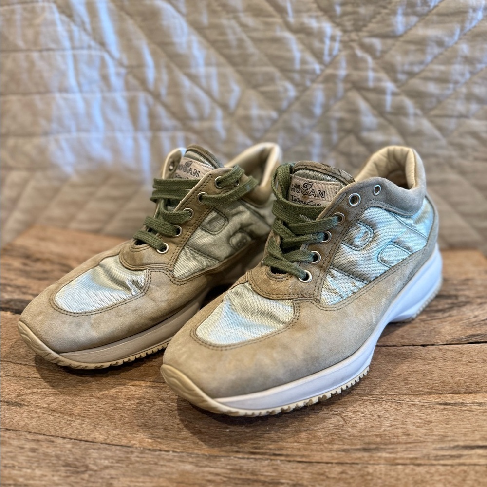 🍁Hogan Mint Green Suede Sneakers